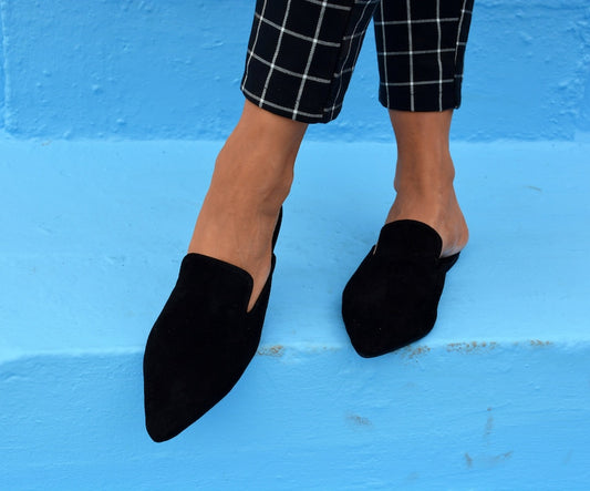 Black Suede Mules Attiki