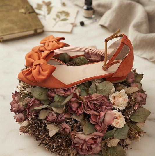 Burnt Orange Velvet ballet flats Maddie