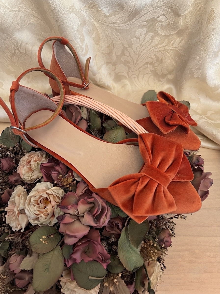 Burnt Orange Velvet ballet flats Maddie