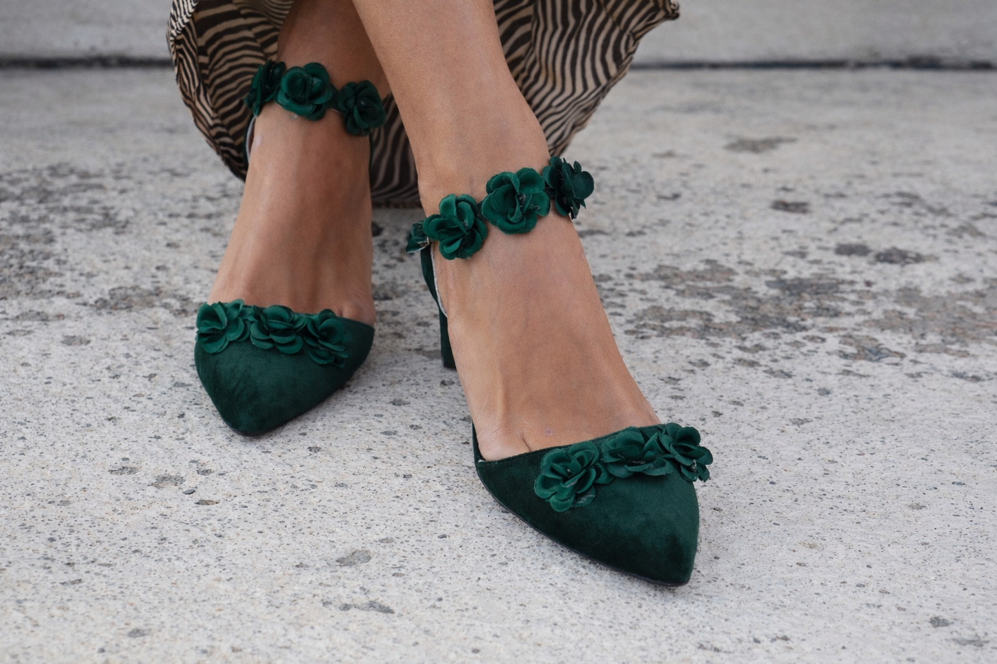 Enchanted Emerald Flower Heels