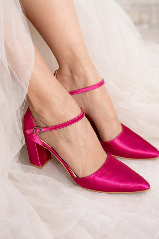Annabelle Fuchsia Satin heels