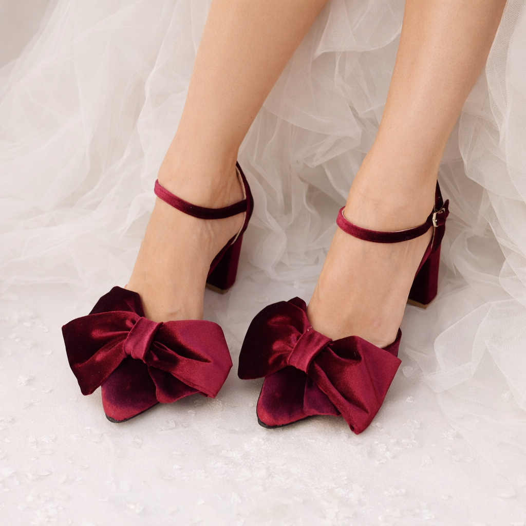 Maddie Bow Dark Red