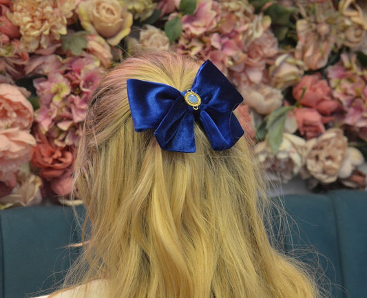 Chloe Royal Blue Velvet Hair Bow