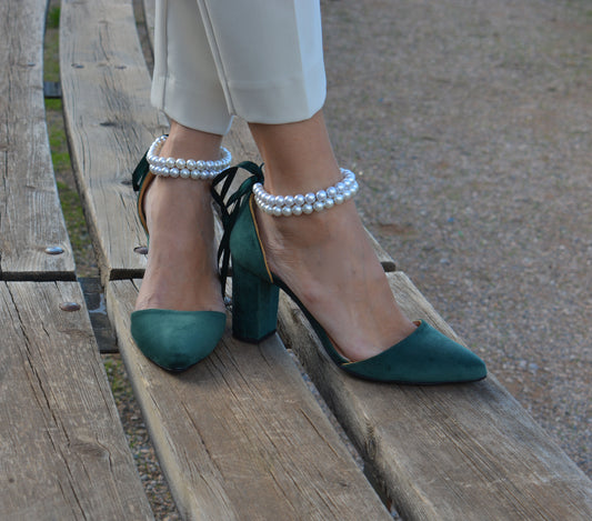 Elphaba Velvet Pearl Heels