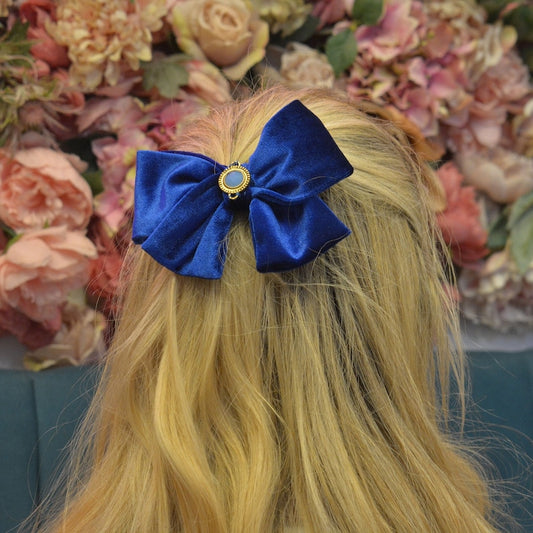 Chloe Royal Blue Velvet Hair Bow
