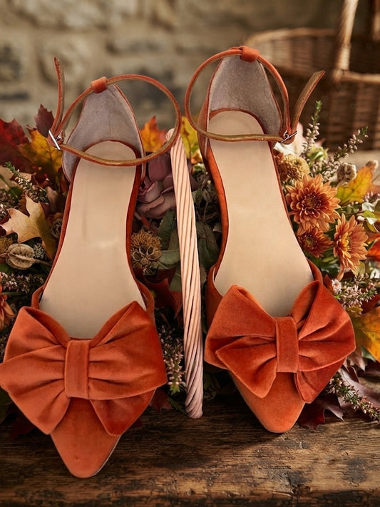 Burnt Orange Velvet ballet flats Maddie