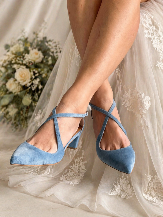 Dusty Blue Velvet Heels SOPHIA