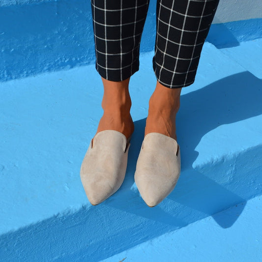 Ice Grey Suede Mules Attiki