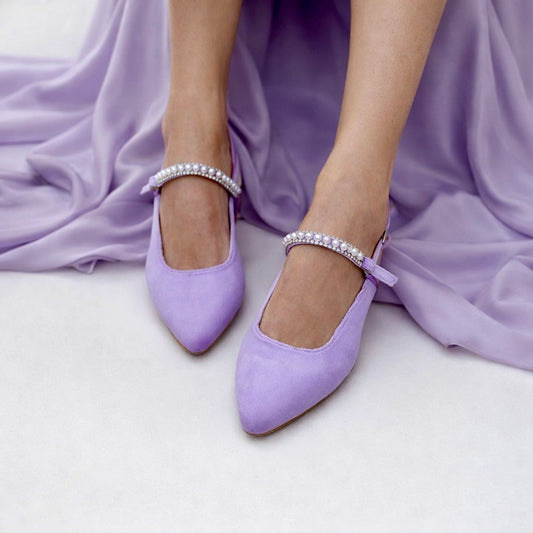 PEARL LILA Velvet flats