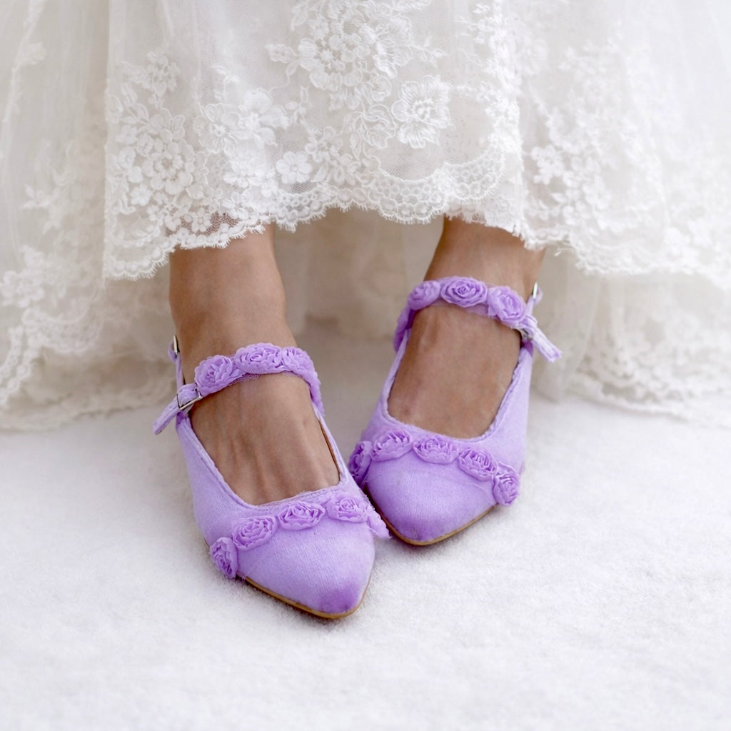 BLOSSOM LILA Velvet Flats