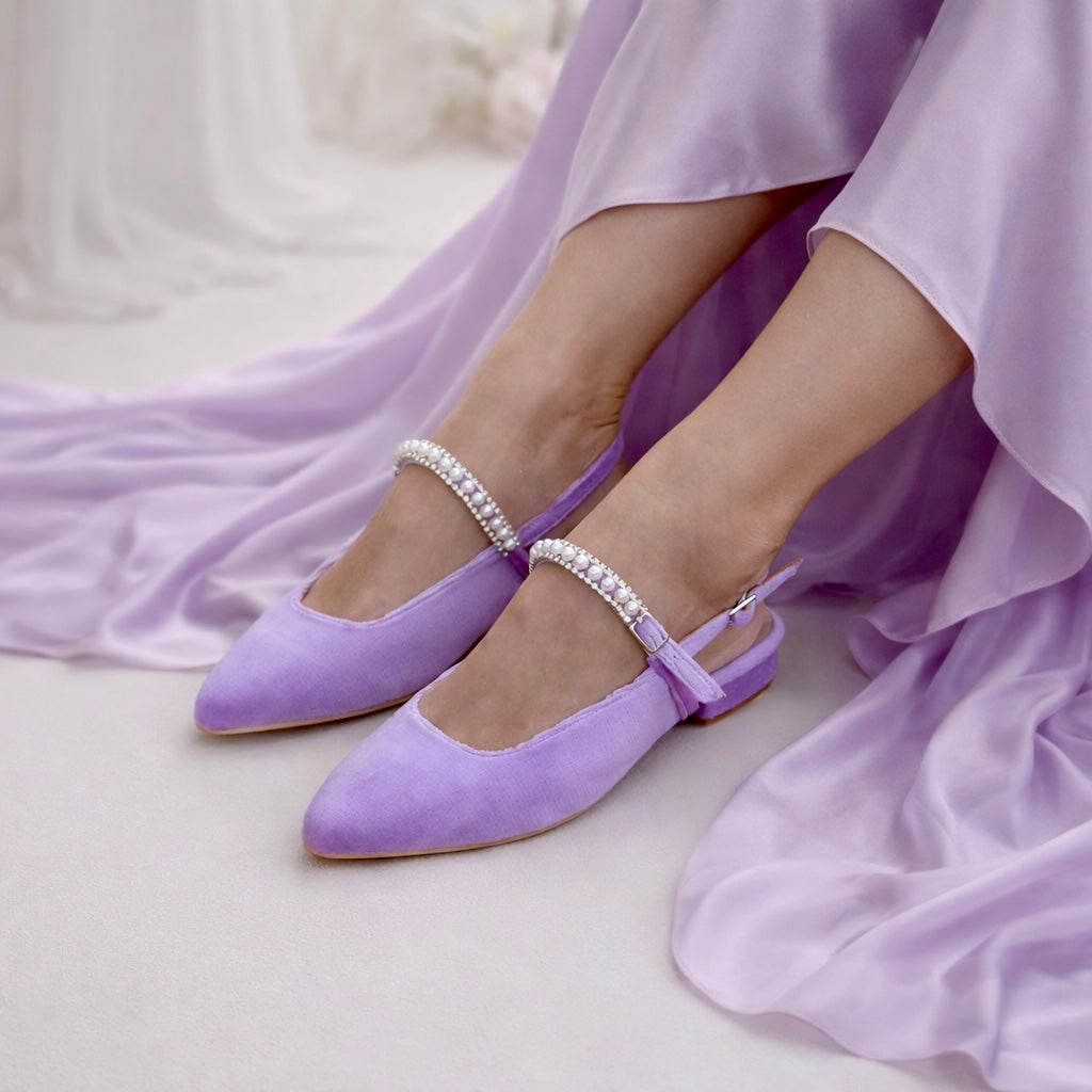 PEARL LILA Velvet flats
