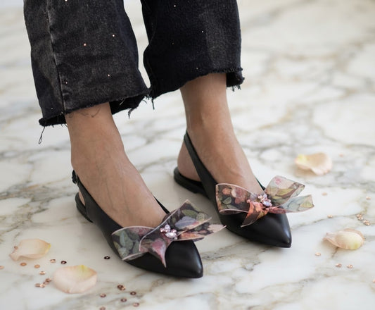 Black Leather Flats ERINl