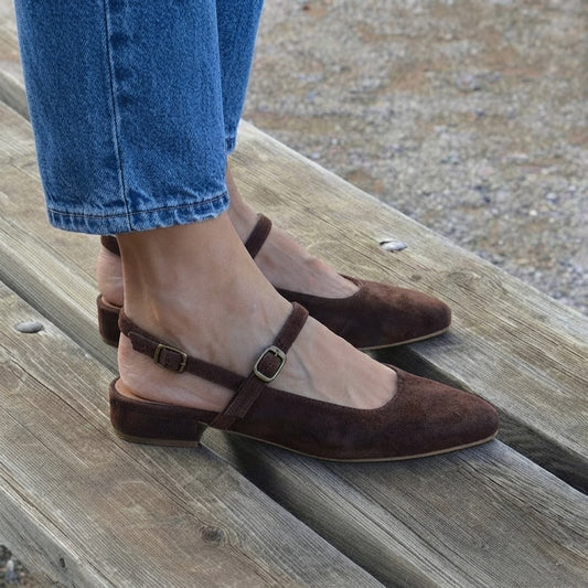 Dark Brown Suede Mary Jane Flats JOELENE