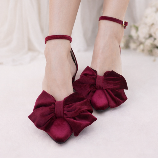 CARLY Burgundy Velvet ballet flats
