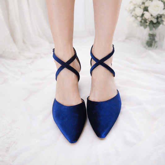 ARI Navy Blue Velvet flats