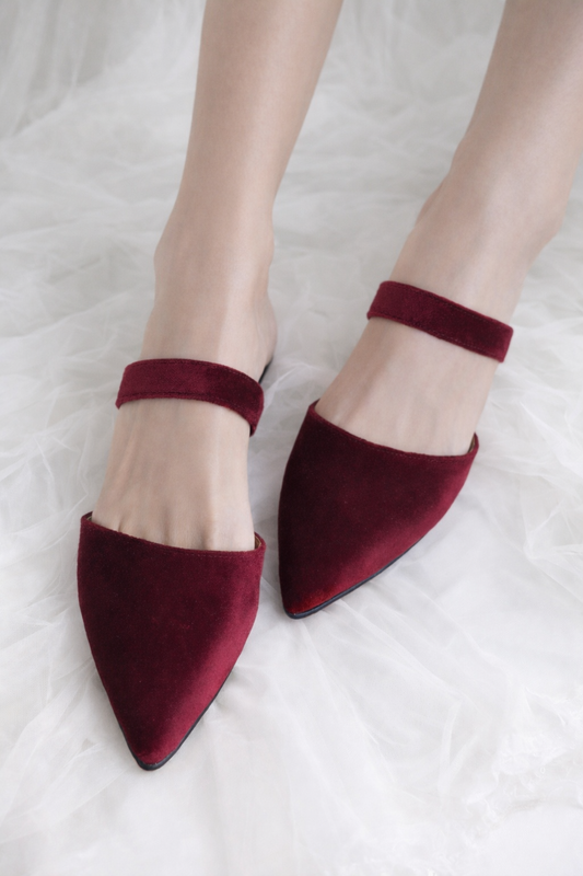 Wine Red Mules Valery