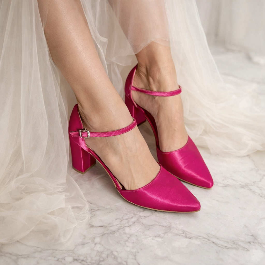 Annabelle Fuchsia Satin heels