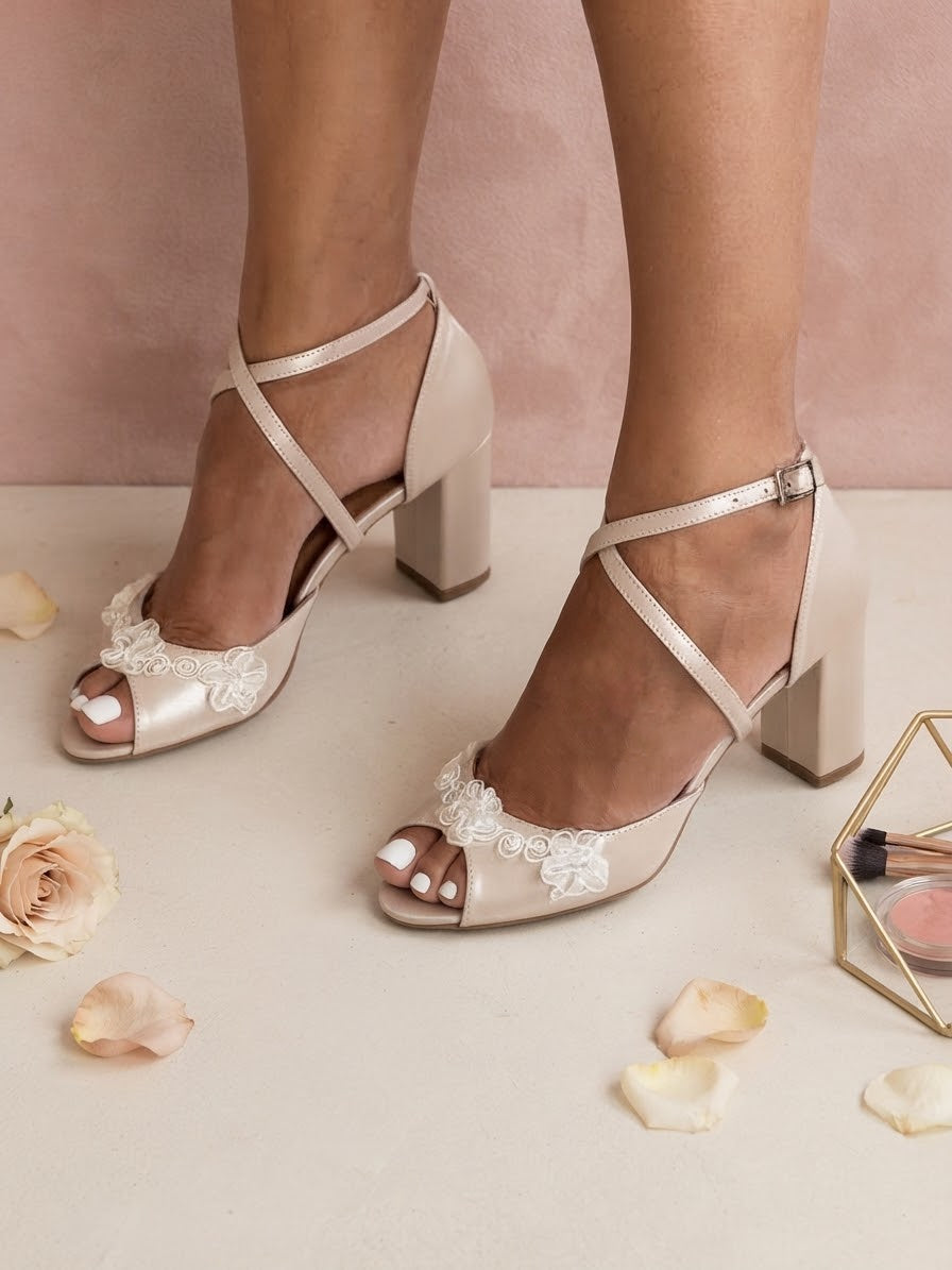 Peep Toe Wedding Heels  PENNY