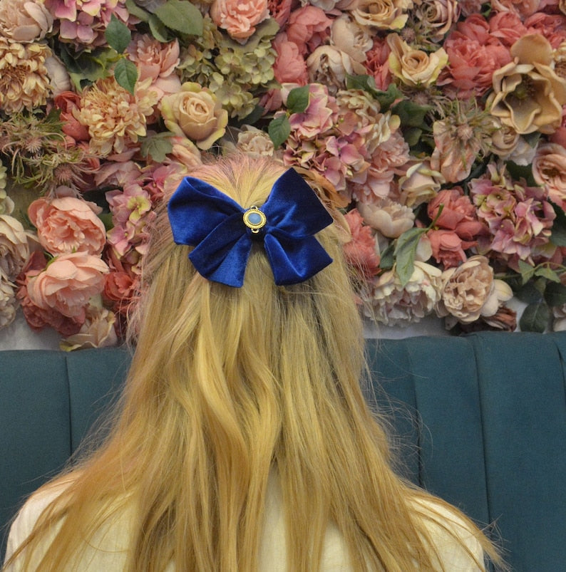 Chloe Royal Blue Velvet Hair Bow