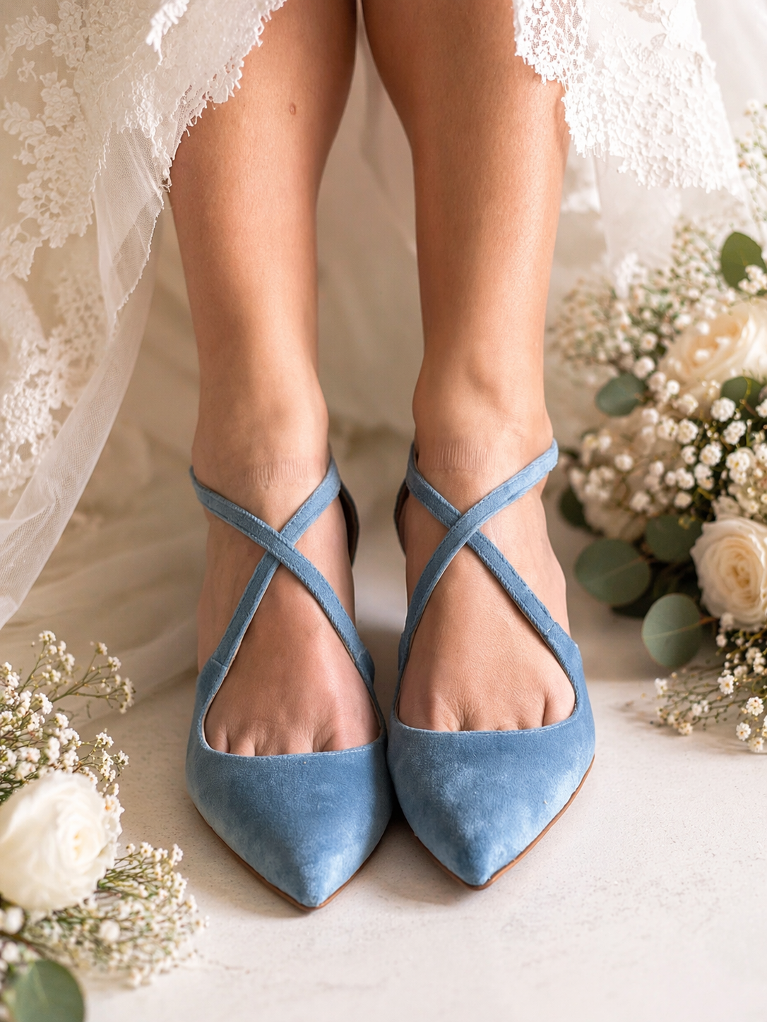 Dusty Blue Velvet Heels SOPHIA