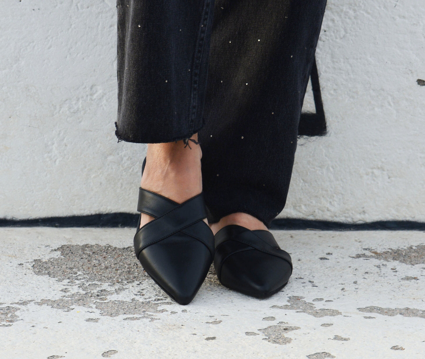 Camel Leather Pointed Mules CARLA