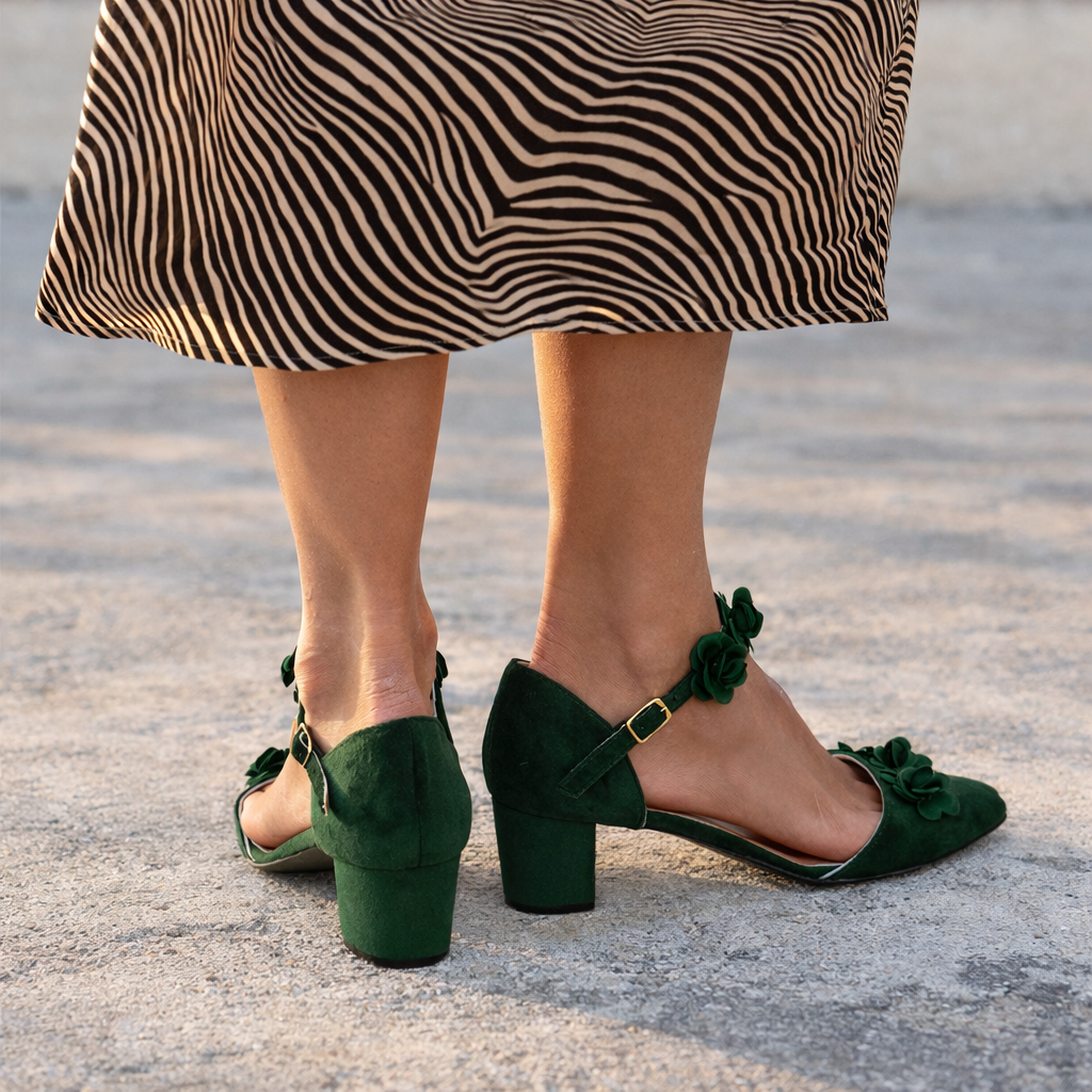 Enchanted Emerald Flower Heels