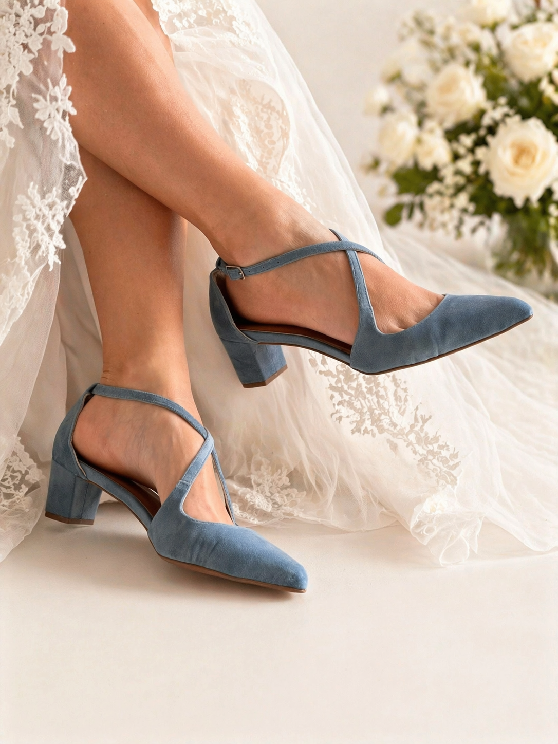 Dusty Blue Velvet Heels SOPHIA