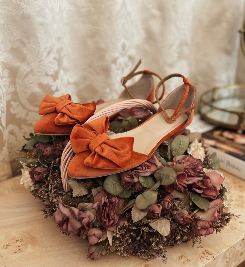 Burnt Orange Velvet ballet flats Maddie