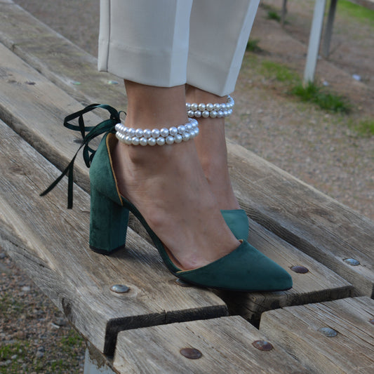 Elphaba Velvet Pearl Heels