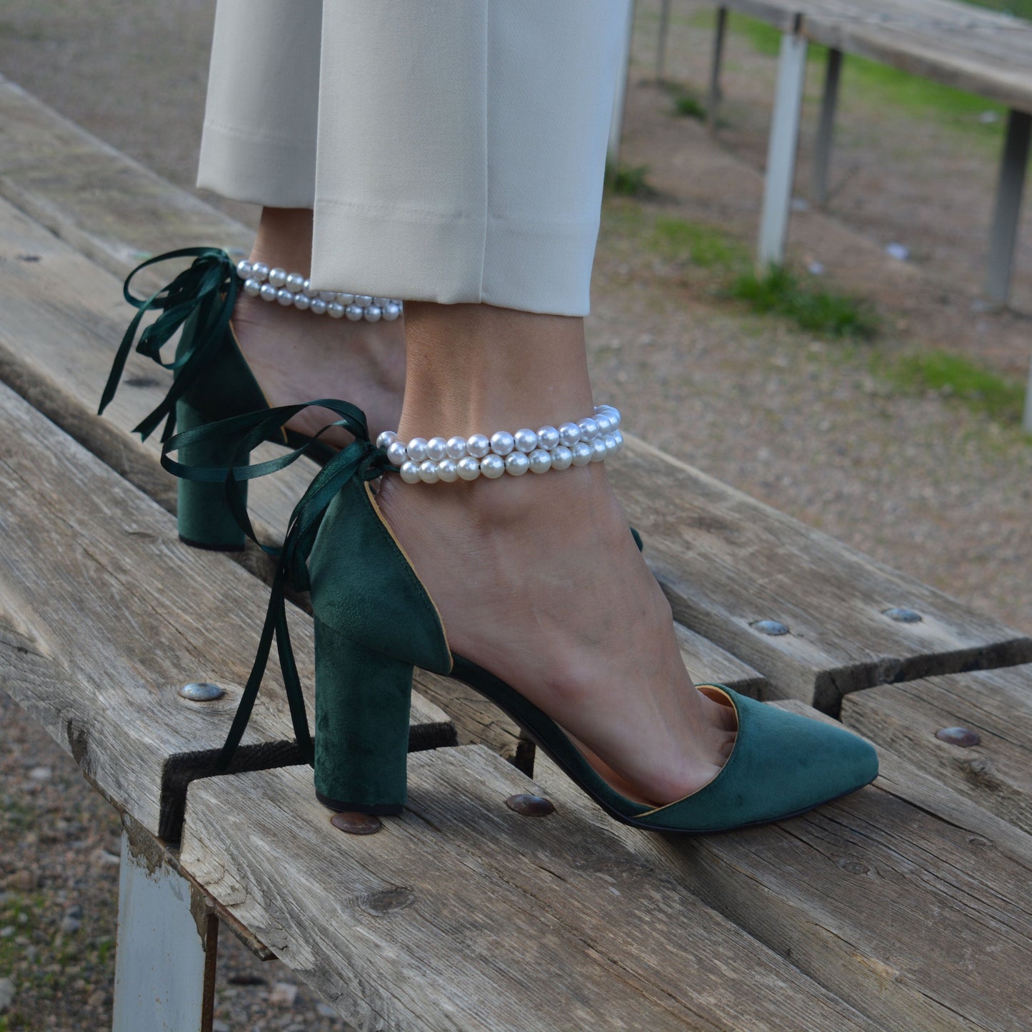 Elphaba Velvet Pearl Heels