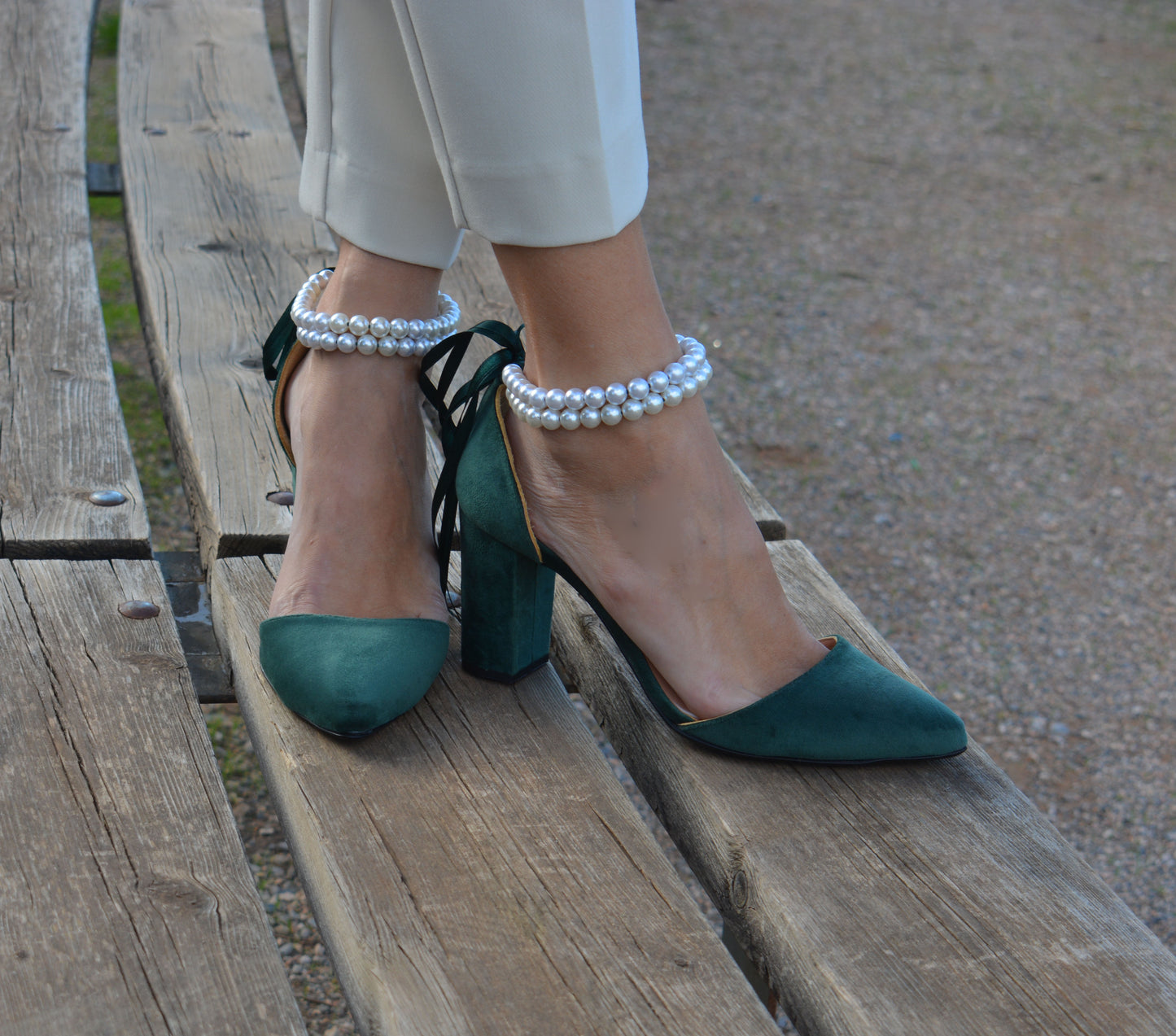 Elphaba Velvet Pearl Heels