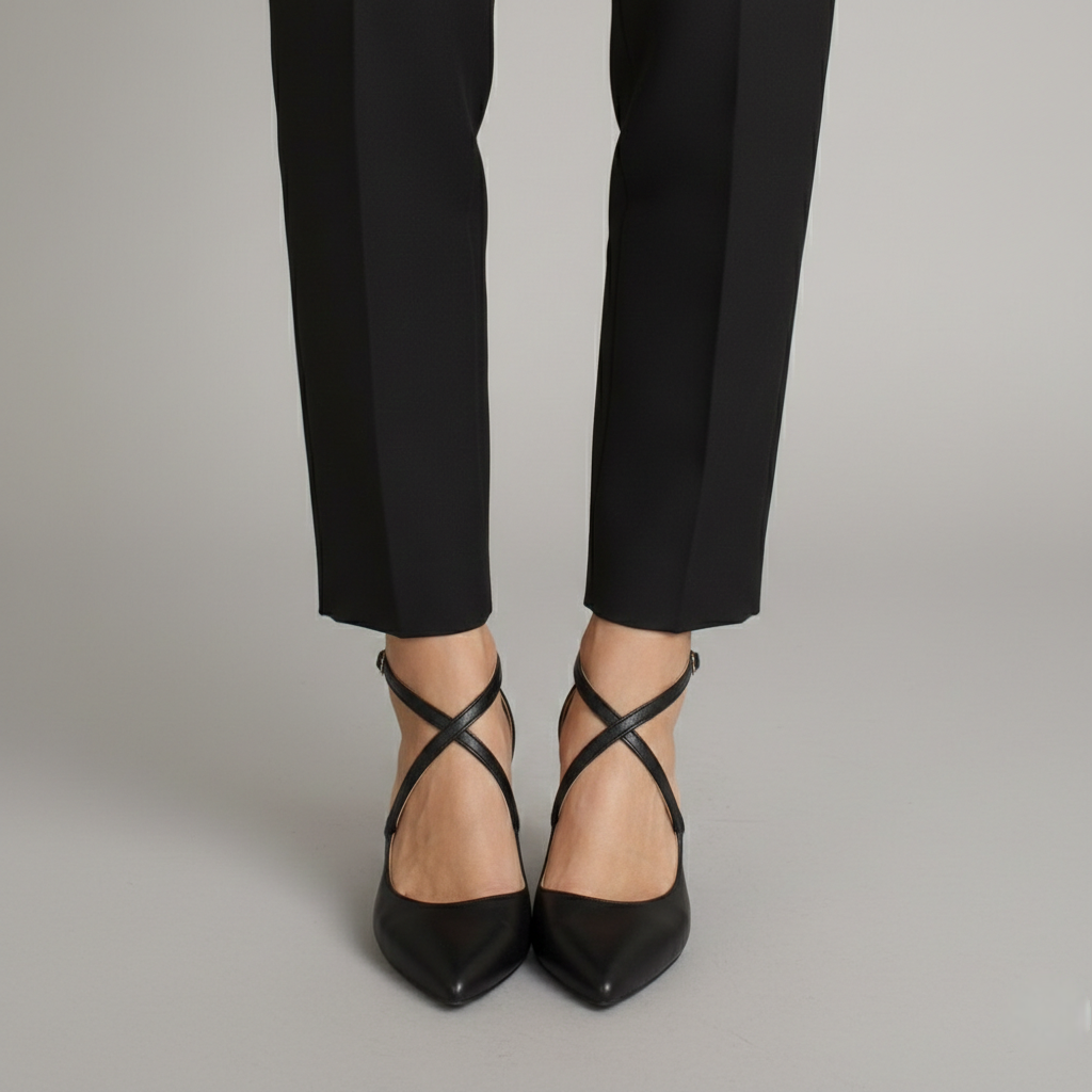 Black leather Block Heels SOPHIA