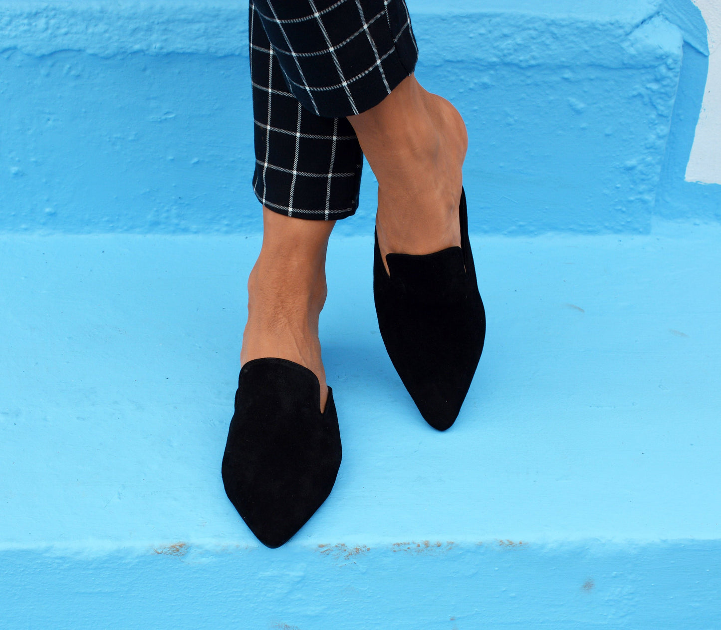 Black Suede Mules Attiki
