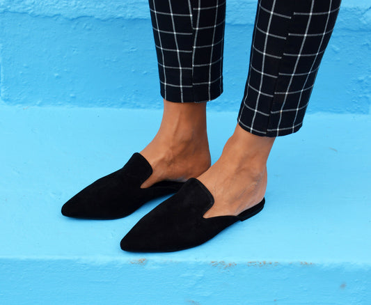 Black Suede Mules Attiki