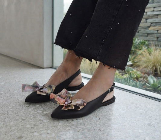 Black Leather Flats ERINl