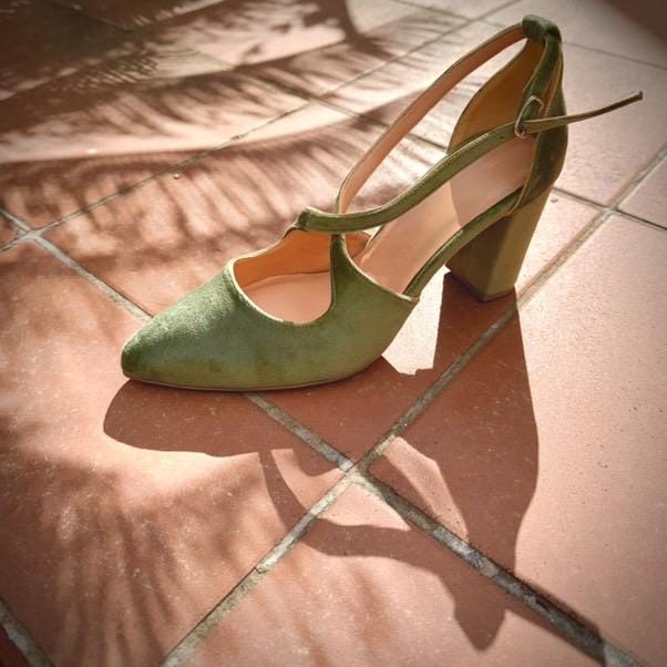 Sage Green Velvet Heels SOPHIA