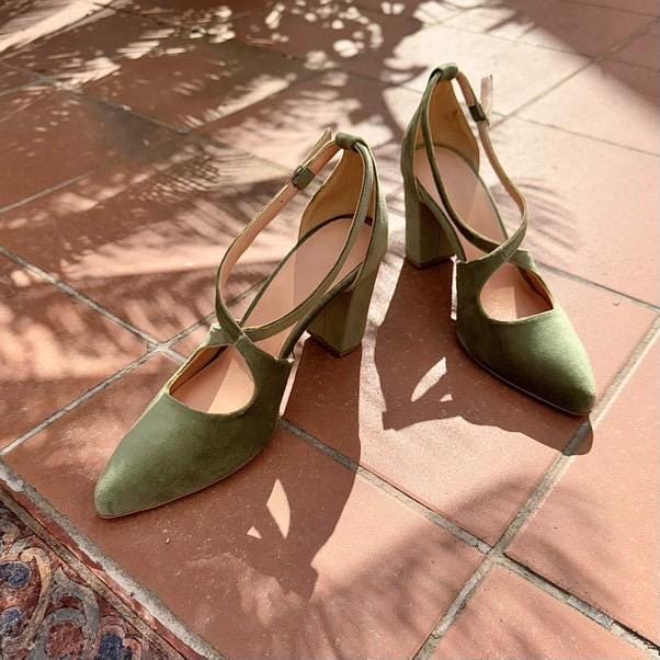 Sage Green Velvet Heels SOPHIA