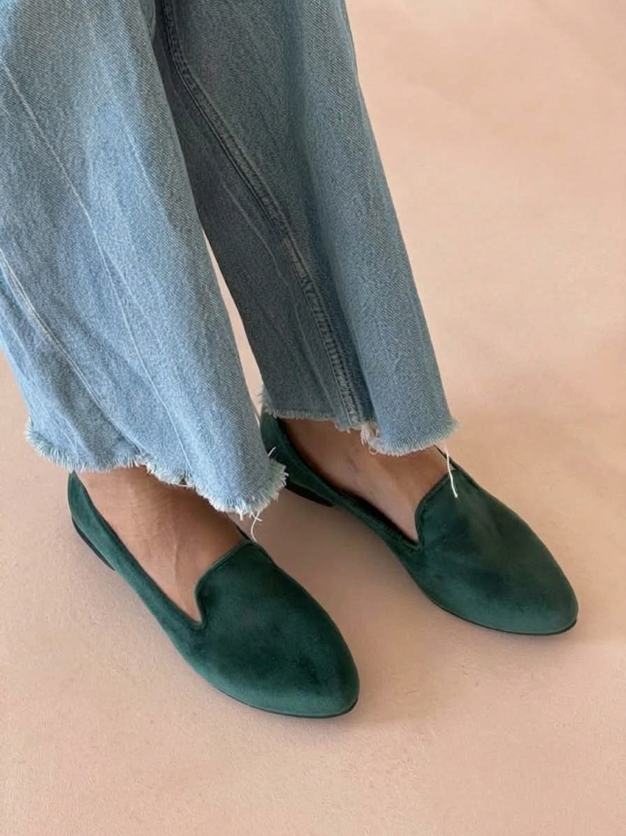 Handmade Emerald Velvet Loafers SOHO