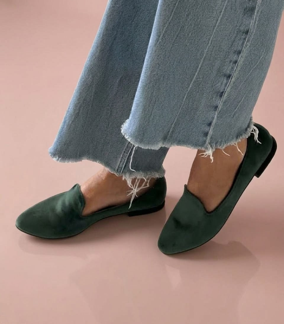 Handmade Emerald Velvet Loafers SOHO
