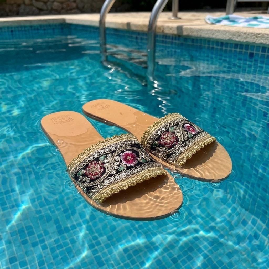 SONAL Ethnic Decorated Greek Slide Sandals