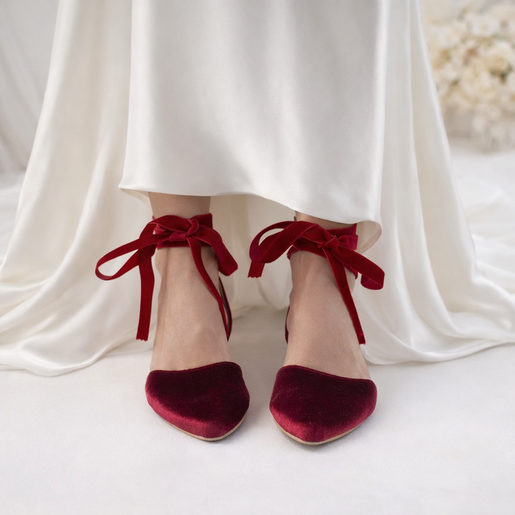 EVA Burgundy Velvet ballet flats