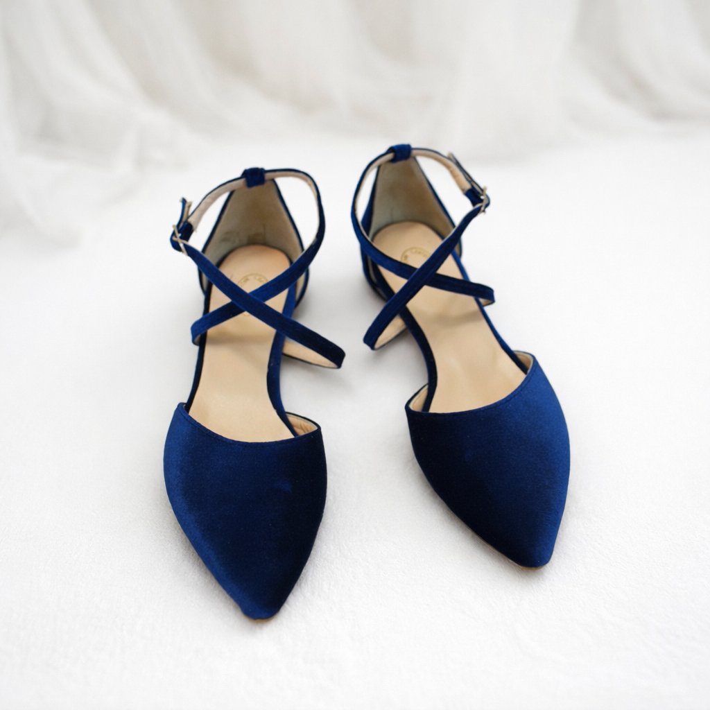 ARI Navy Blue Velvet flats