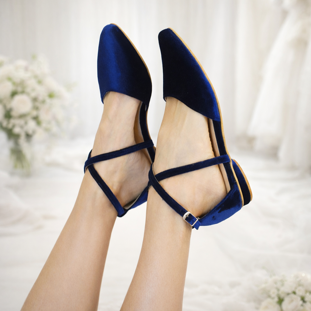 ARI Navy Blue Velvet flats