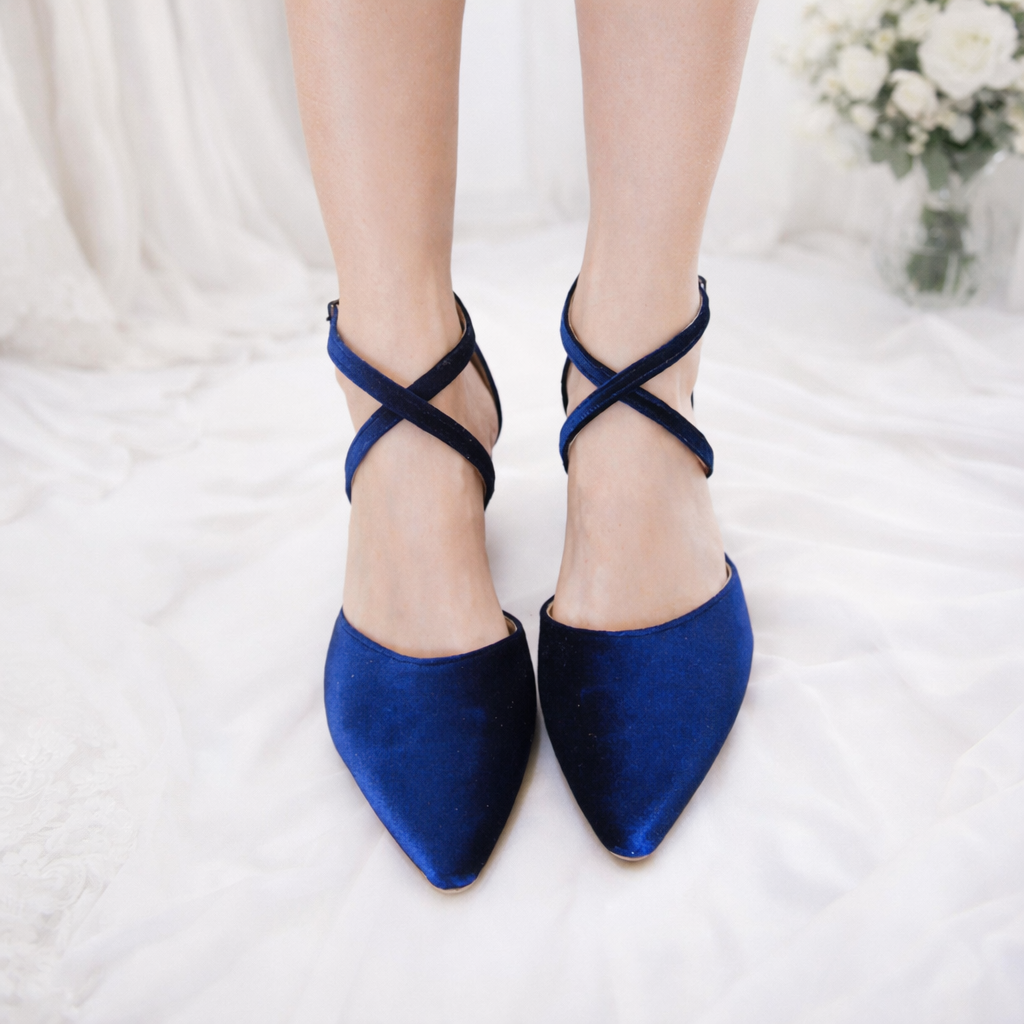 ARI Navy Blue Velvet flats